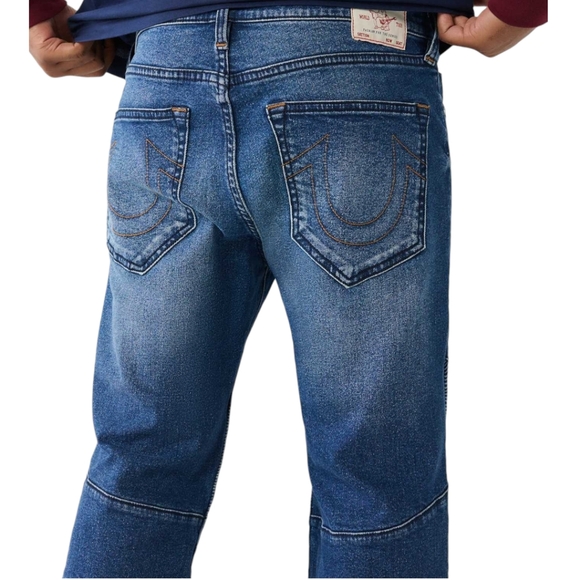 True Religion Rocco Moto Relaxed Skinny Jeans Medium Western Wash Blue 36 x 32 - Picture 3 of 16